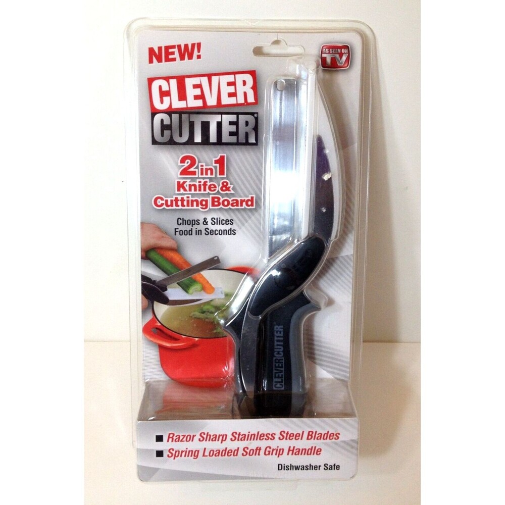 Clever Cutter 2 in 1 Knife Cutting Scissors Chops Slicers New Factory Sealed